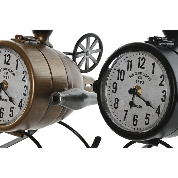 Table clock Home ESPRIT Black Golden Loft Helicopter (2 Units)