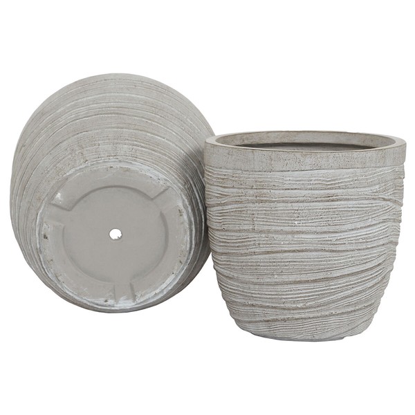 Kukkaruukkusetti Home ESPRIT Beige Lasikuitu Magnesium 45 x 45 x 43 cm (3 osaa)