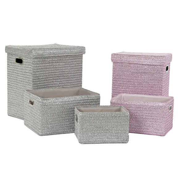 Универсальная корзина DKD Home Decor Розовый Серебристый полипропилен 44 x 36 x 50 cm 4 кг 5 Предметы