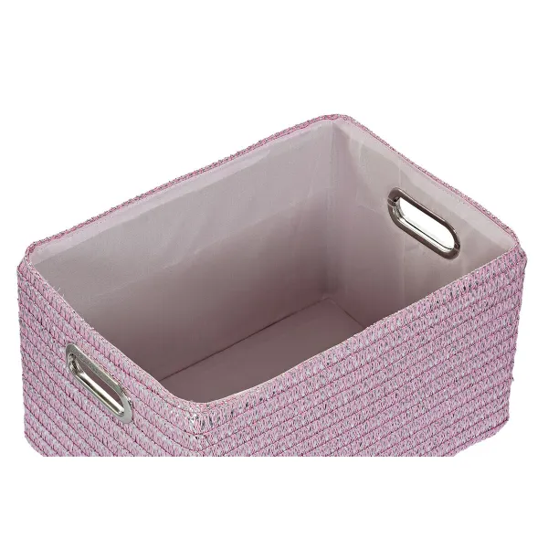 Monikäyttöinen kori DKD Home Decor Pinkki Hopeinen polypropeeni 44 x 36 x 50 cm 4 Kg 5 Kappaletta