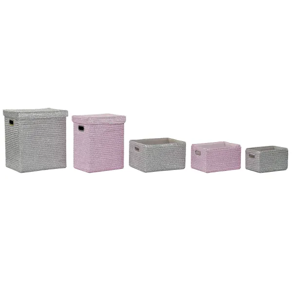 Универсальная корзина DKD Home Decor Розовый Серебристый полипропилен 44 x 36 x 50 cm 4 кг 5 Предметы