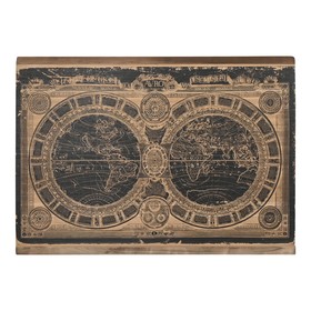 Sienu dekors Home ESPRIT Melns Dabisks Pasaules Karte 149 x 2 x 105 cm