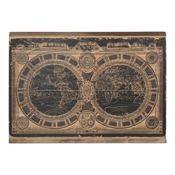 Sienų dekoracija Home ESPRIT Juoda Natūralus Pasaulio žemėlapis 149 x 2 x 105 cm