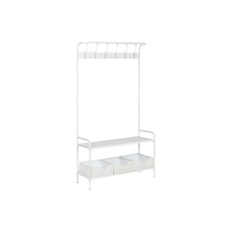 Takkiteline hylylllä Home ESPRIT Valkoinen Metalli Loft 110 x 36 x 186 cm