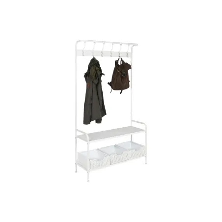 Takkiteline hylylllä Home ESPRIT Valkoinen Metalli Loft 110 x 36 x 186 cm