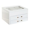 Lādīte Home ESPRIT Balts Krēmkrāsa Koks Stikls Koks MDF 23 x 18 x 14 cm