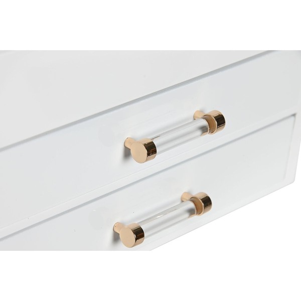 Lādīte Home ESPRIT Balts Krēmkrāsa Koks Stikls Koks MDF 23 x 18 x 14 cm