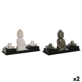 Essential oil burner Home ESPRIT Ceramic MDF Wood Buddha 24 x 8 x 14 cm (2 Units)