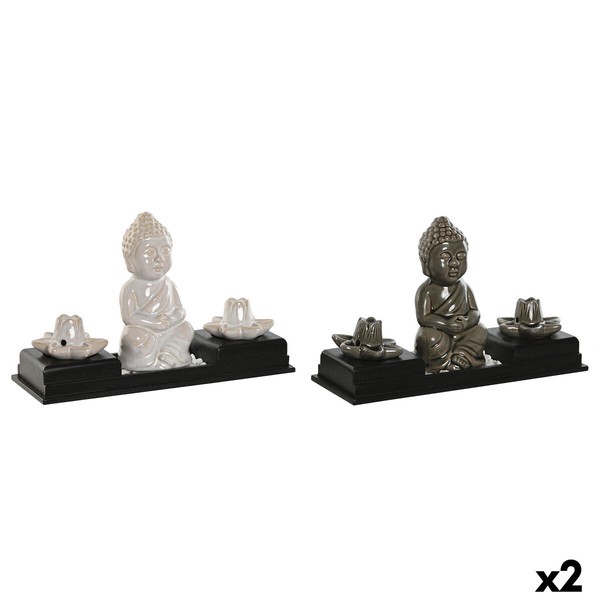 Eterisko eļļu dedzinātājs Home ESPRIT Keramika Koks MDF Buda 24 x 8 x 14 cm (2 gb.)