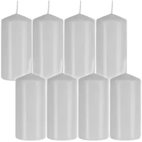 White cylinder candle - set of 8