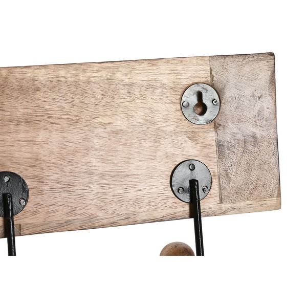 Wall mounted coat hanger Home ESPRIT White Black Natural Metal Mango wood Buddha 38 x 5 x 16 cm