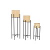 Set of Planters Home ESPRIT Black Natural Metal Bamboo 31 x 31 x 103 cm (3 Pieces)
