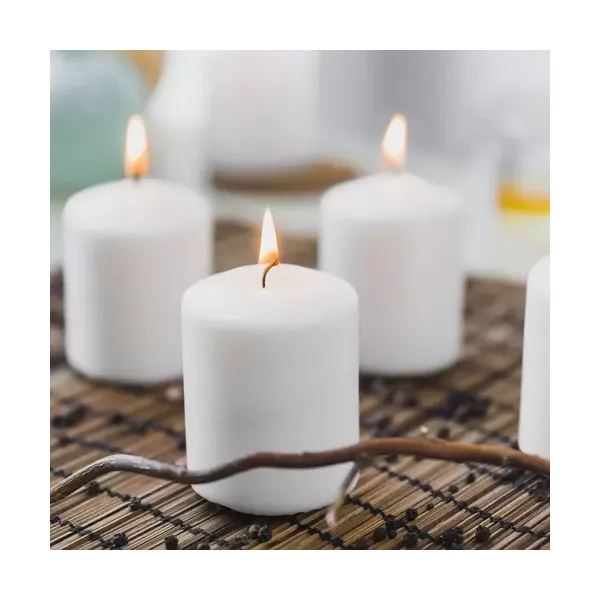 White cylinder candle - set of 8