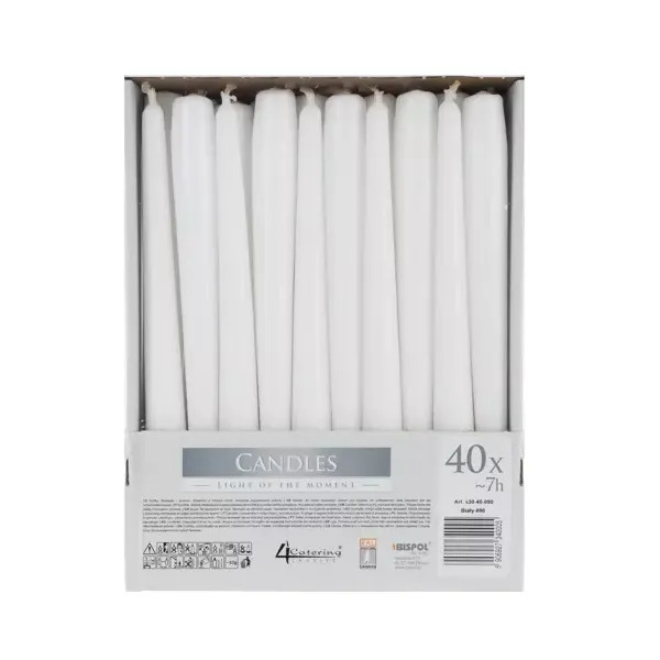Valge koonusküünal - 40 tk komplekt