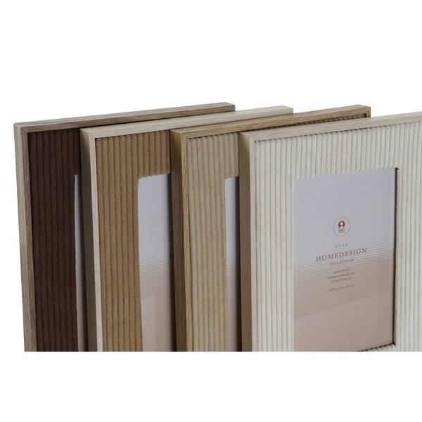 Kuvakehys Home ESPRIT Valkoinen Ruskea Beige Vaaleanruskea Sametti Kristalli Moderni 16 x 2 x 21 cm (4 osaa)