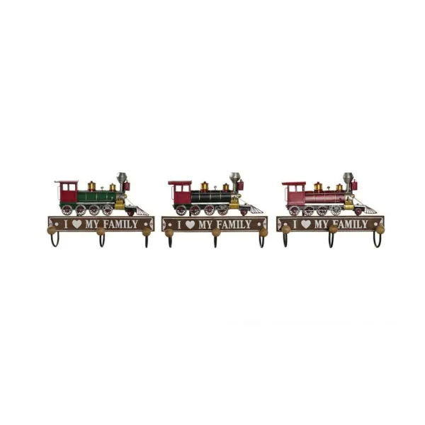 Wall mounted coat hanger DKD Home Decor 29 x 8 x 20 cm Metalli Vintage Puu MDF (3 Kappaletta)