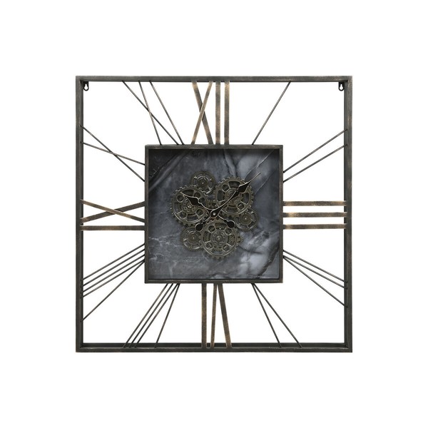 Sieninis laikrodis Home ESPRIT Juoda Auksinis Metalinis Stiklas 80 x 8 x 80 cm
