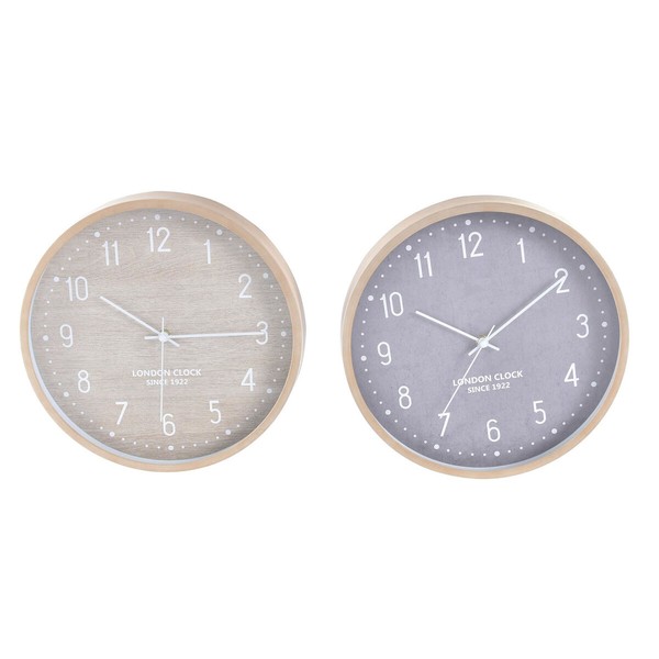 Sienas pulkstenis Home ESPRIT Bēšs Pelēks PVC 30 x 4 x 30 cm (2 gb.)