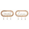 Wall mounted coat hanger Home ESPRIT Kullattu Luonnollinen Metalli Rottinki 40 x 6,4 x 28,6 cm (2 osaa)