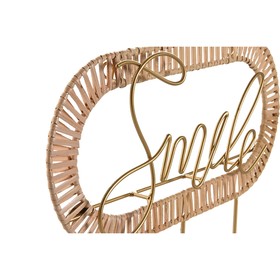 Wall mounted coat hanger Home ESPRIT Golden Natural Metal Rattan 40 x 6,4 x 28,6 cm (2 Units)
