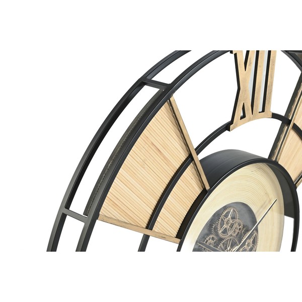 Wall Clock Home ESPRIT Black Natural Metal Rattan 100 x 9 x 100 cm