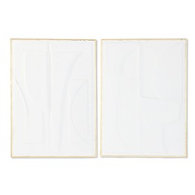 Sienu dekors Home ESPRIT Balts Bronza Abstrakts 72,7 x 2,5 x 100,5 cm (2 gb.)