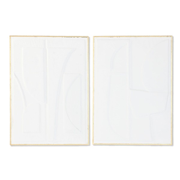 Sienu dekors Home ESPRIT Balts Bronza Abstrakts 72,7 x 2,5 x 100,5 cm (2 gb.)