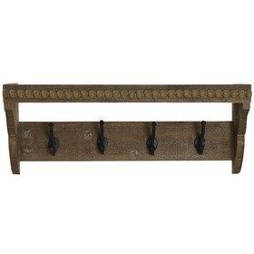 Wall mounted coat hanger Home ESPRIT Ruskea Musta Puu Metalli 67 x 17 x 27 cm