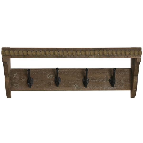 Wall mounted coat hanger Home ESPRIT Ruskea Musta Puu Metalli 67 x 17 x 27 cm