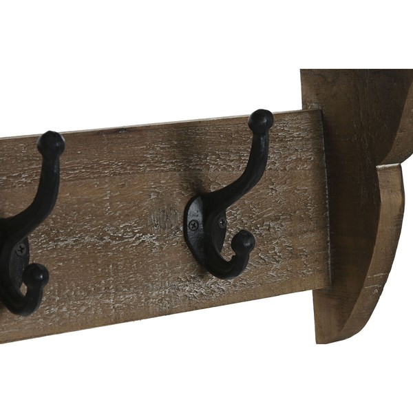 Wall mounted coat hanger Home ESPRIT Ruskea Musta Puu Metalli 67 x 17 x 27 cm