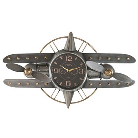 Настенное часы Home ESPRIT Позолоченный Серебристый Металл Самолет Vintage 77,5 x 15 x 46 cm