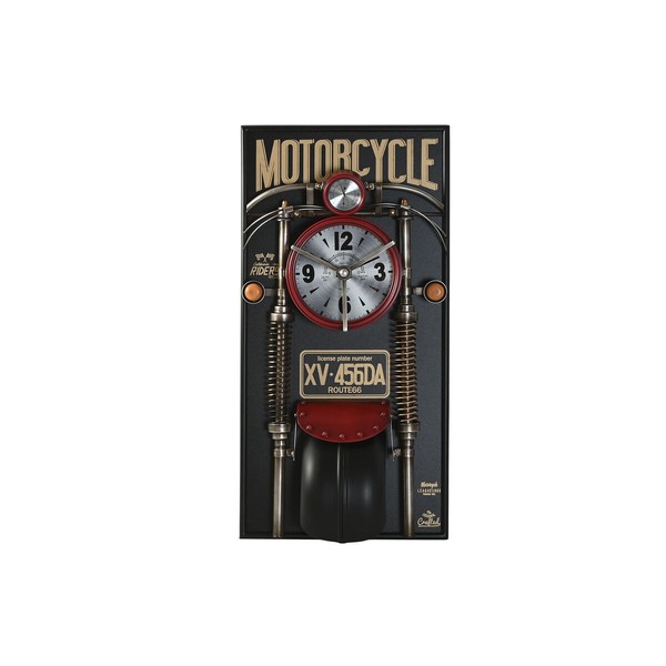 Настенное часы Home ESPRIT Чёрный Красный Позолоченный PVC Металл Мотоцикл Vintage 60 x 18 x 120 cm