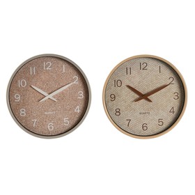 Настенное часы Home ESPRIT Коричневый Натуральный PVC Деревянный 30 x 4,7 x 30 cm (2 штук)