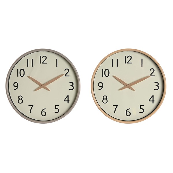 Seinäkello Home ESPRIT Beige Luonnollinen PVC Puu 30 x 4,7 x 30 cm (2 osaa)