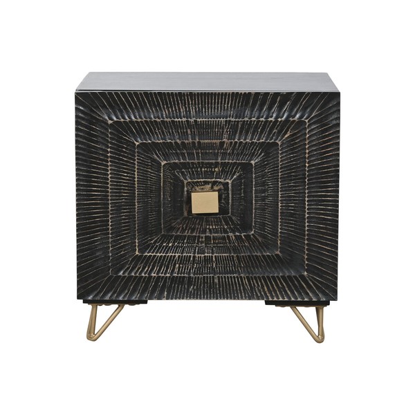 Ночной столик Home ESPRIT Чёрный Позолоченный 50 x 40 x 50 cm