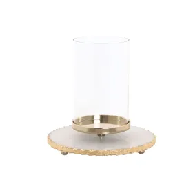 Svečturis Home ESPRIT Balts Bronza Stikls Marmors 25 x 25 x 27 cm