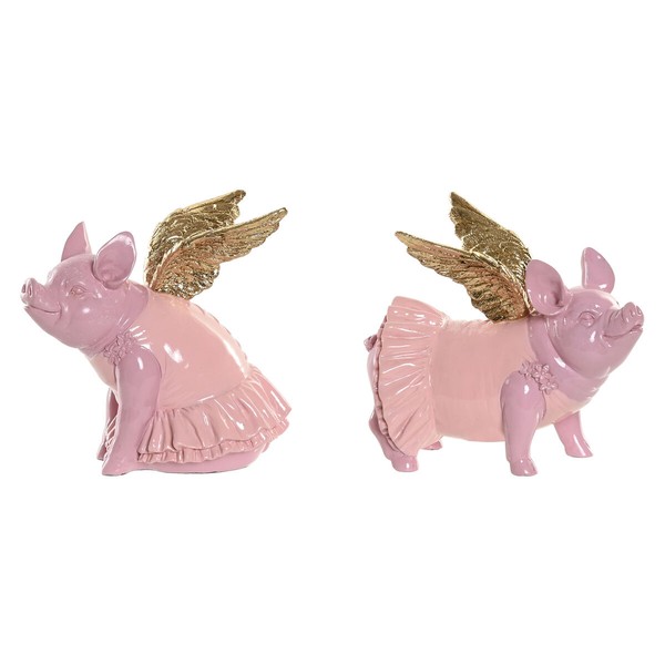 Dekoratyvinė figūrėlė Home ESPRIT Rožinė Šernas 19 x 11 x 17 cm (2 vnt.)