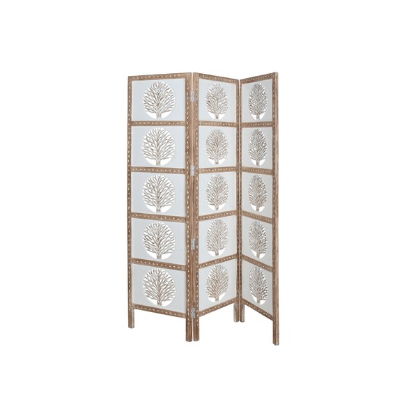 Folding screen Home ESPRIT White Natural Mango wood MDF Wood 153 X 2,3 X 182 CM