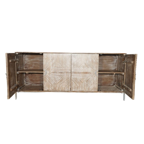 Bufete Home ESPRIT Balts Mango koks 180 x 40 x 80 cm