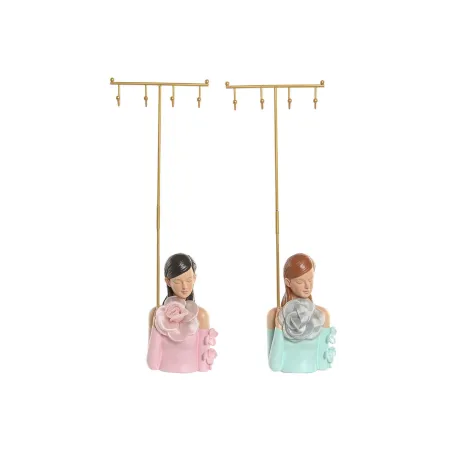 Koruteline Home ESPRIT Vihreä Pinkki Hartsi 14 x 6 x 36 cm (2 osaa)