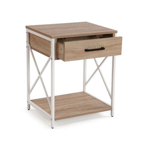 Naktsskapītis Versa Balts PVC Koks Metāls 40 x 60 x 48 cm