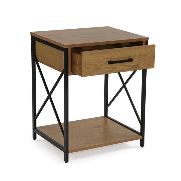 Naktsskapītis Versa Melns PVC Koks Metāls 40 x 60 x 48 cm