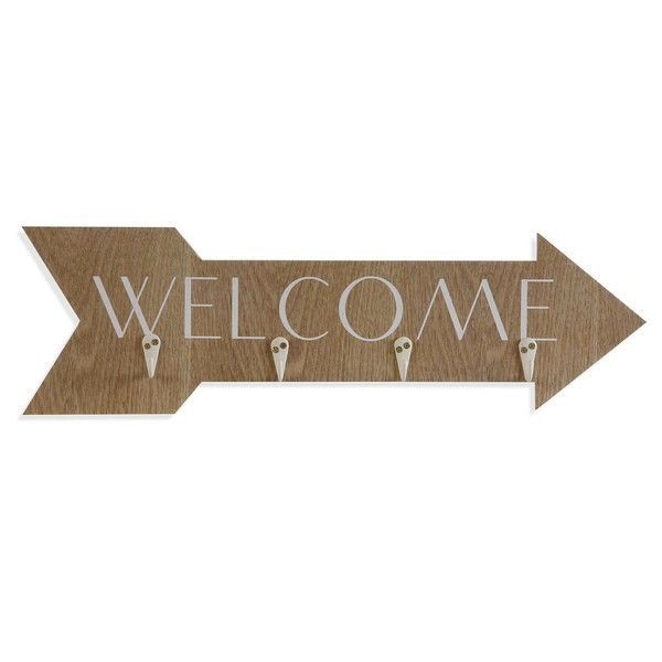 Wall mounted coat hanger Versa Welcome MDF Wood 4 x 14,5 x 48 cm