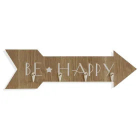 Wall mounted coat hanger Versa Be Happy Puu MDF 4 x 14,5 x 48 cm