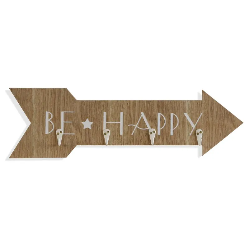 Wall mounted coat hanger Versa Be Happy Puu MDF 4 x 14,5 x 48 cm