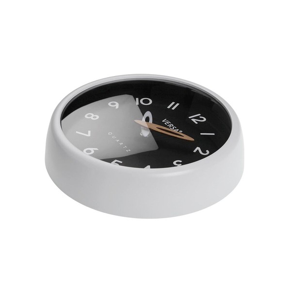 Wall Clock Versa White Black Plastic