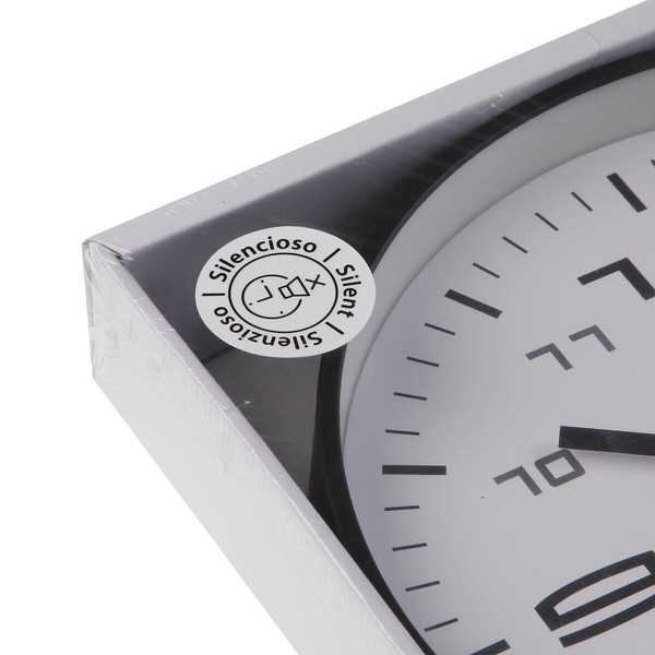 Sieninis laikrodis Versa Balta Plastmasinis 30 x 30 x 4 cm