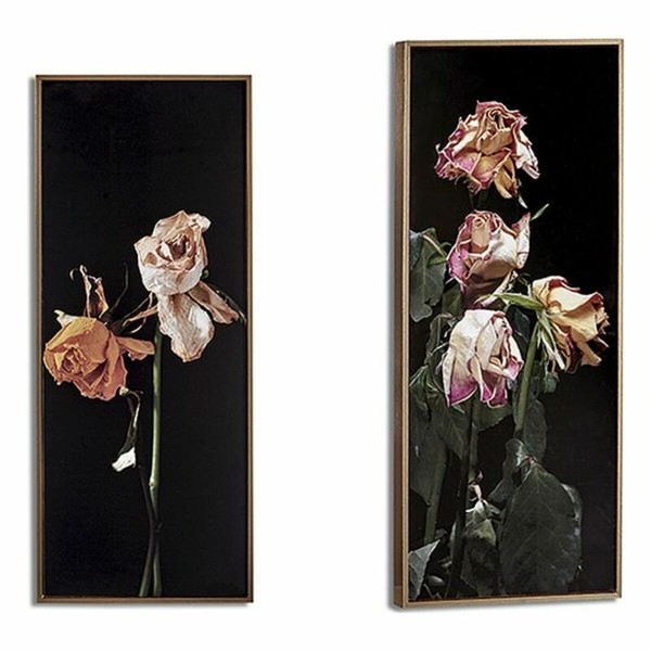Paveikslas Gift Decor Juoda Auksas Auksinis drožlių plokštė Gėlės 21,2 x 2 x 51,2 cm 21,2 x 51,2 x 2 cm