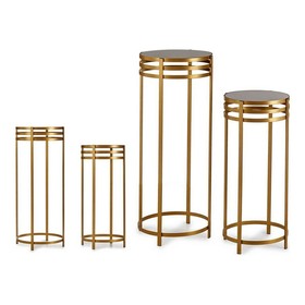 Набор из двух столиков Gift Decor Чёрный Позолоченный Металл Стеклянный 42,5 x 105 x 42,5 cm
