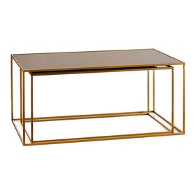 Set of 2 tables Gift Decor Black Golden Metal Crystal 55 x 40 x 90 cm